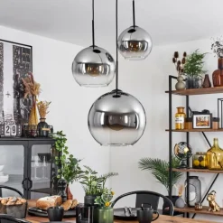 Suspension Verre 20 cm, 25 cm, 30cm Koyoto Clair, Fumé, 3 lumières