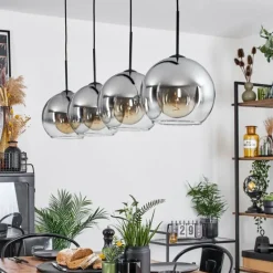 Suspension Verre 25 cm Koyoto Clair, Fumé, 4 lumières