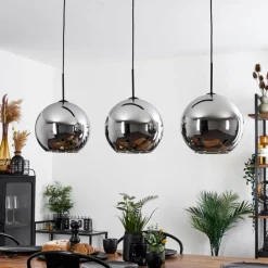 Suspension Verre 30 cm Koyoto Chrome, Fumé, 3 lumières