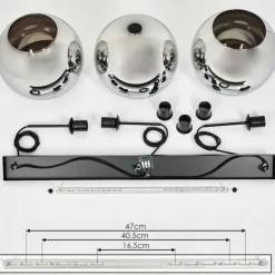 Suspension Verre 30 cm Koyoto Chrome, Fumé, 3 lumières