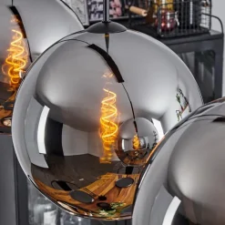 Suspension Verre 30 cm Koyoto Chrome, Fumé, 3 lumières