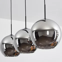 Suspension Verre 30 cm Koyoto Chrome, Fumé, 3 lumières