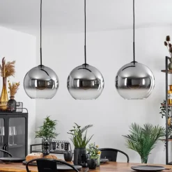 Suspension Verre 30 cm Koyoto Clair, Fumé, 3 lumières