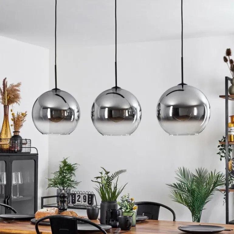 Suspension Verre 30 cm Koyoto Clair, Fumé, 3 lumières