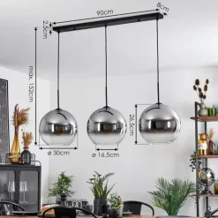 Suspension Verre 30 cm Koyoto Clair, Fumé, 3 lumières