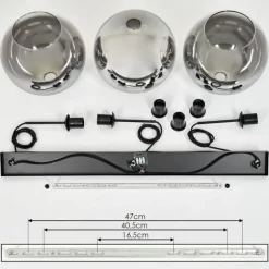 Suspension Verre 30 cm Koyoto Clair, Fumé, 3 lumières