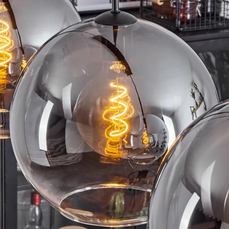 Suspension Verre 30 cm Koyoto Clair, Fumé, 3 lumières