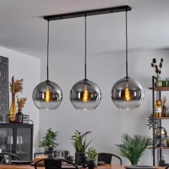 Suspension Verre 30 cm Koyoto Clair, Fumé, 3 lumières