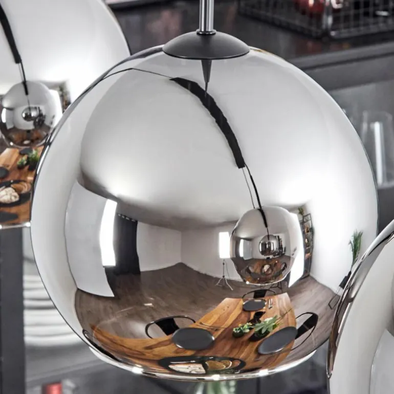 Suspension Verre 25 cm Koyoto Chrome, Fumé, 4 lumières