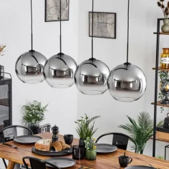 Suspension Verre 30 cm Koyoto Clair, Fumé, 4 lumières