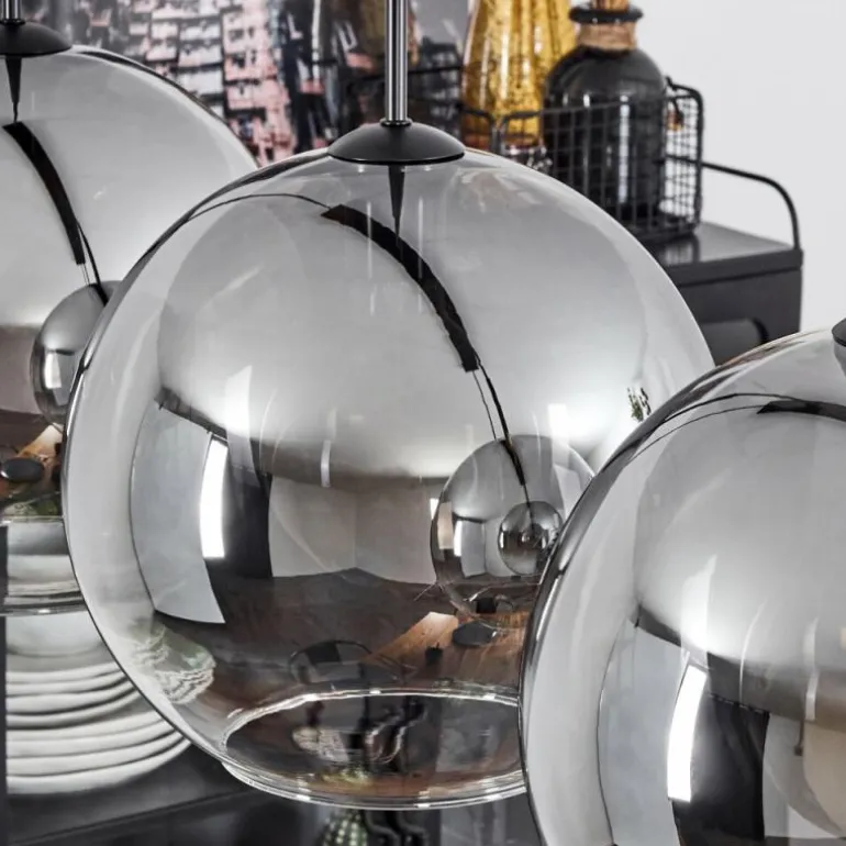 Suspension Verre 30 cm Koyoto Clair, Fumé, 4 lumières