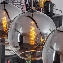 Suspension Verre 30 cm Koyoto Clair, Fumé, 4 lumières