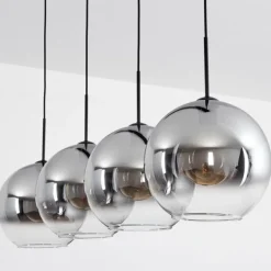 Suspension Verre 30 cm Koyoto Clair, Fumé, 4 lumières