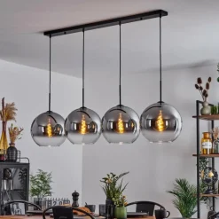 Suspension Verre 30 cm Koyoto Clair, Fumé, 4 lumières