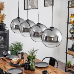 Suspension Verre 30 cm Koyoto Clair, Fumé, 4 lumières