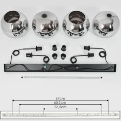 Suspension Verre 30 cm Koyoto Chrome, Fumé, 4 lumières