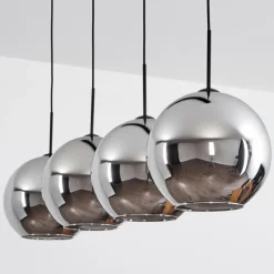 Suspension Verre 30 cm Koyoto Chrome, Fumé, 4 lumières