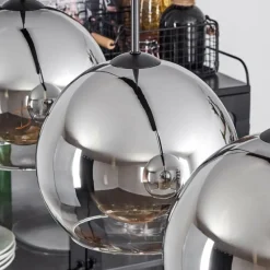 Suspension Verre 25 cm Koyoto Chrome, Clair, Fumé, 4 lumières