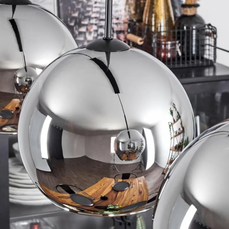 Suspension Verre 25 cm Koyoto Chrome, Fumé, 3 lumières