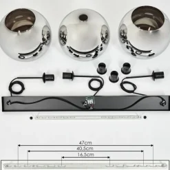 Suspension Verre 25 cm Koyoto Chrome, Fumé, 3 lumières