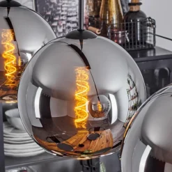 Suspension Verre 25 cm Koyoto Chrome, Fumé, 3 lumières