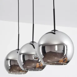 Suspension Verre 25 cm Koyoto Chrome, Fumé, 3 lumières