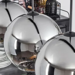 Suspension Verre 30 cm Koyoto Chrome, Clair, Fumé, 4 lumières