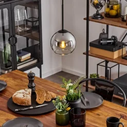 Suspension Verre 15 cm Koyoto Chrome, Clair, Fumé, 1 lumière