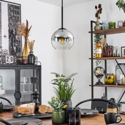 Suspension Verre 15 cm Koyoto Chrome, Clair, Fumé, 1 lumière