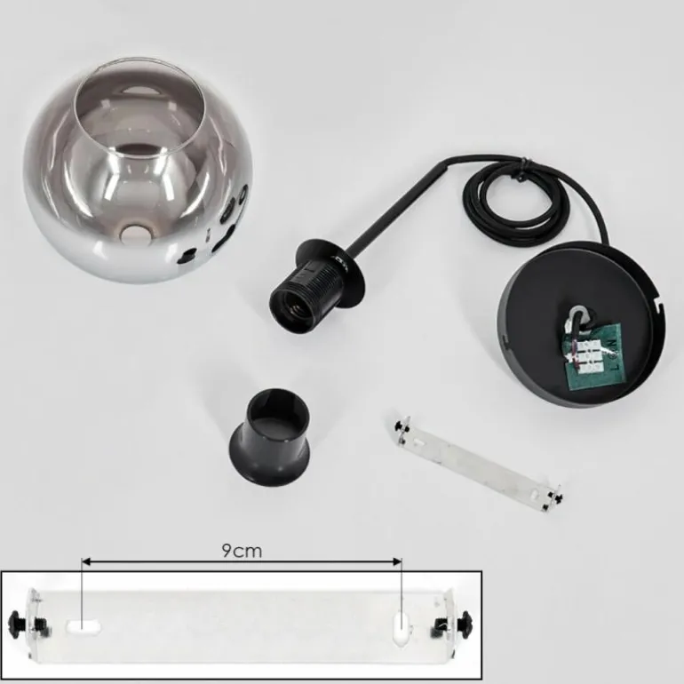 Suspension Verre 15 cm Koyoto Chrome, Clair, Fumé, 1 lumière