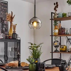 Suspension Verre 15 cm Koyoto Chrome, Clair, Fumé, 1 lumière