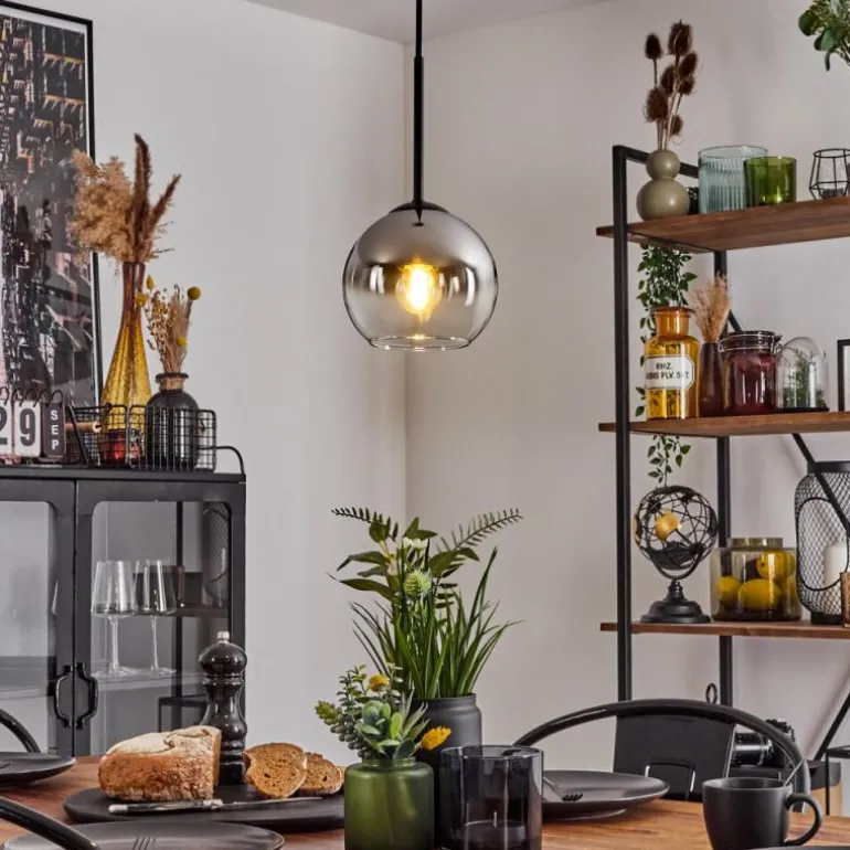 Suspension Verre 15 cm Koyoto Chrome, Clair, Fumé, 1 lumière