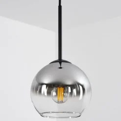 Suspension Verre 15 cm Koyoto Chrome, Clair, Fumé, 1 lumière