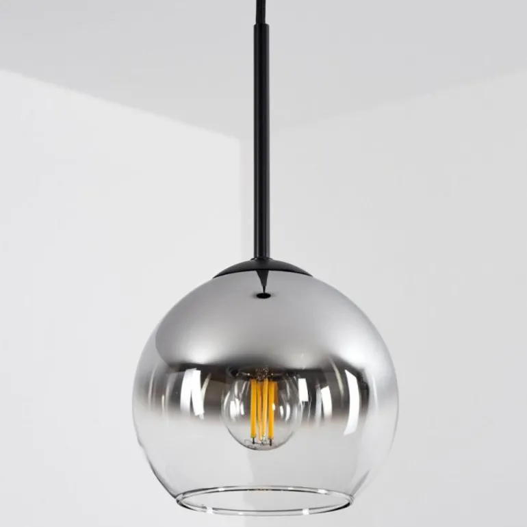 Suspension Verre 15 cm Koyoto Chrome, Clair, Fumé, 1 lumière