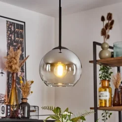 Suspension Verre 15 cm Koyoto Chrome, Clair, Fumé, 1 lumière