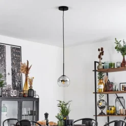 Suspension Verre 15 cm Koyoto Chrome, Clair, Fumé, 1 lumière