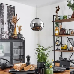 Suspension Verre 15 cm Koyoto Chrome, Fumé, 1 lumière