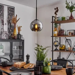 Suspension Verre 15 cm Koyoto Chrome, Fumé, 1 lumière