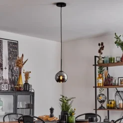 Suspension Verre 15 cm Koyoto Chrome, Fumé, 1 lumière