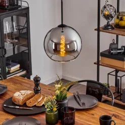 Suspension Verre 25 cm Koyoto Chrome, Clair, Fumé, 1 lumière