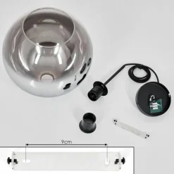 Suspension Verre 25 cm Koyoto Chrome, Clair, Fumé, 1 lumière