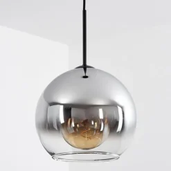 Suspension Verre 25 cm Koyoto Chrome, Clair, Fumé, 1 lumière