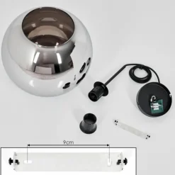 Suspension Verre 25 cm Koyoto Chrome, Fumé, 1 lumière