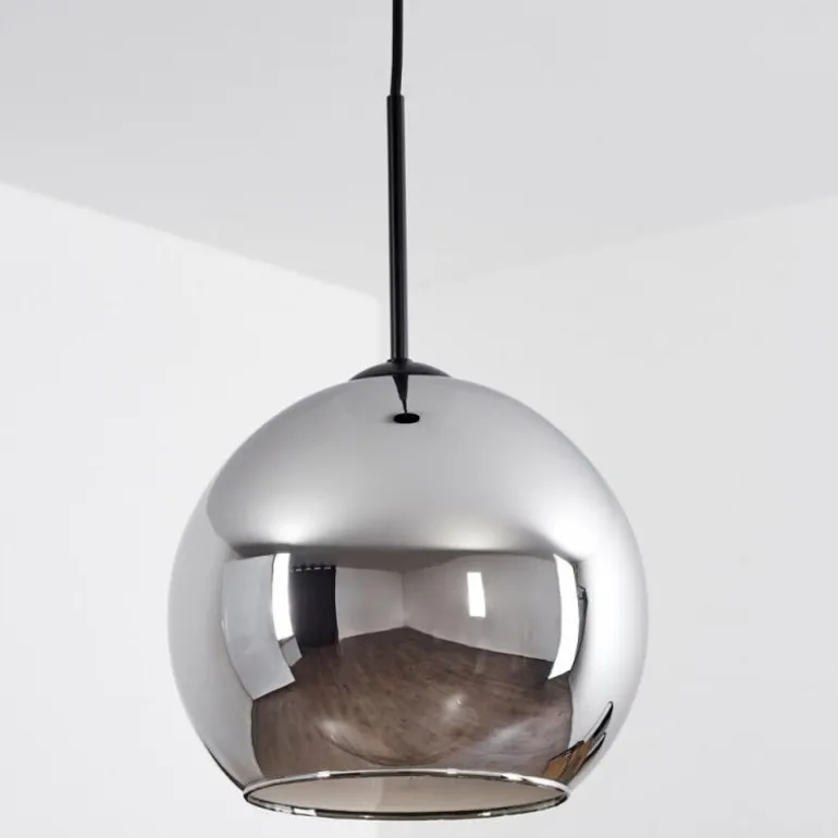 Suspension Verre 25 cm Koyoto Chrome, Fumé, 1 lumière