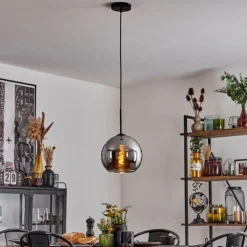 Suspension Verre 25 cm Koyoto Chrome, Fumé, 1 lumière