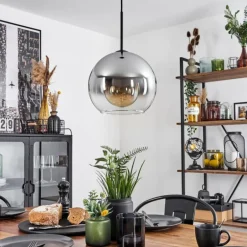 Suspension Verre 25 cm Koyoto Clair, Fumé, 1 lumière