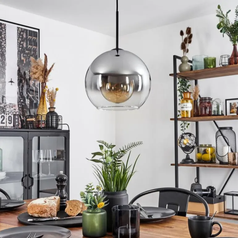 Suspension Verre 25 cm Koyoto Clair, Fumé, 1 lumière