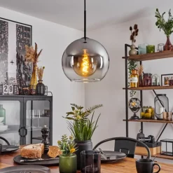 Suspension Verre 25 cm Koyoto Clair, Fumé, 1 lumière