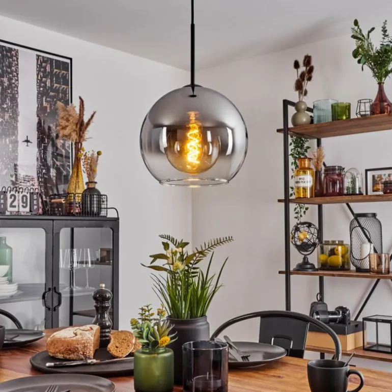 Suspension Verre 25 cm Koyoto Clair, Fumé, 1 lumière