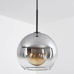 Suspension Verre 25 cm Koyoto Clair, Fumé, 1 lumière